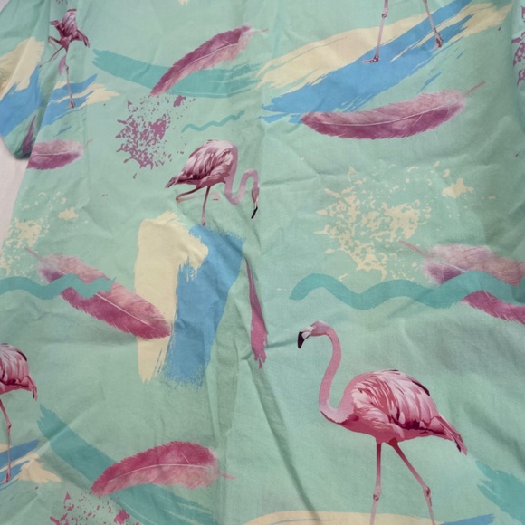TEAMLTD Living the Dream Short Sleeve Button Down Flamingo Tropical Men’s Large - Picture 8 of 15